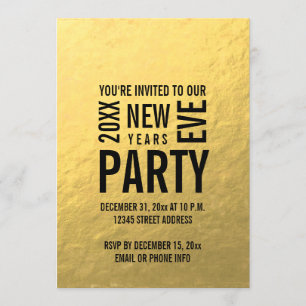 Imitat-Goldfolien-laden modernes Silvester-Party Einladung