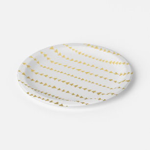 Imitat-Goldfolien-weißes Pfeil-Muster Pappteller
