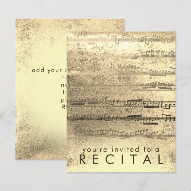IMITAT Goldfolienmusik Einladung (Vorne/Hinten)