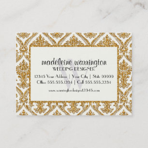 Imitat-GoldGlitzer-Damast-Blumenmuster-Geschäft Visitenkarte