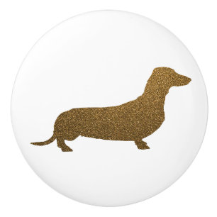 Imitat-GoldGlitzer der Dackel-Hundeikonen-(rechts) Keramikknauf