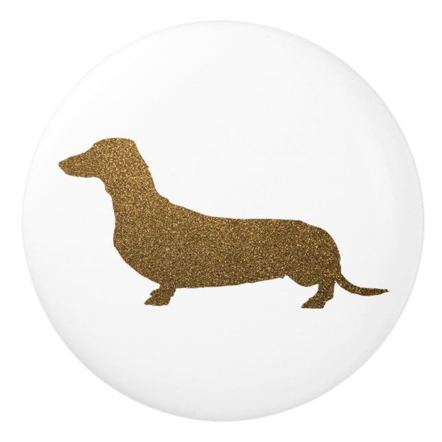 Imitat-GoldGlitzer der Dackel-Hundeikonen-(zu Keramikknauf (Vorderseite)