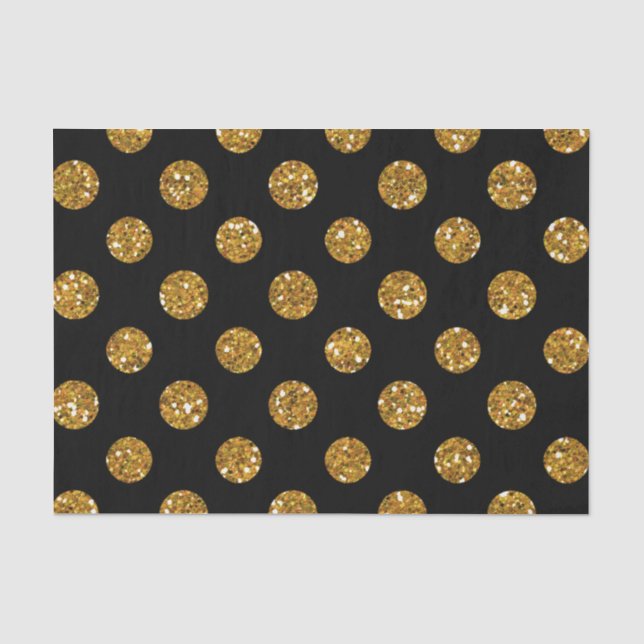 Imitat-GoldGlitzer-Polka-Punkt-Muster auf Seidenpapier (Vorderseite)