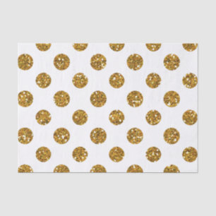 Imitat-GoldGlitzer-Polka-Punkt-Muster auf Weiß Seidenpapier