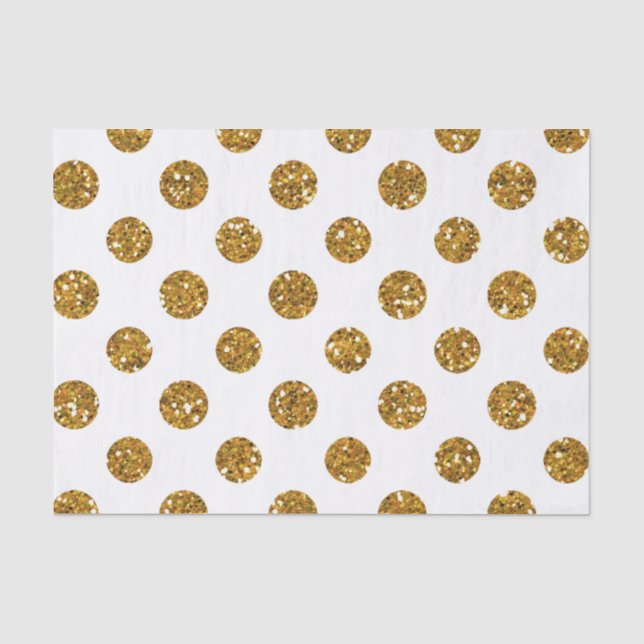 Imitat-GoldGlitzer-Polka-Punkt-Muster auf Weiß Seidenpapier (Vorderseite)