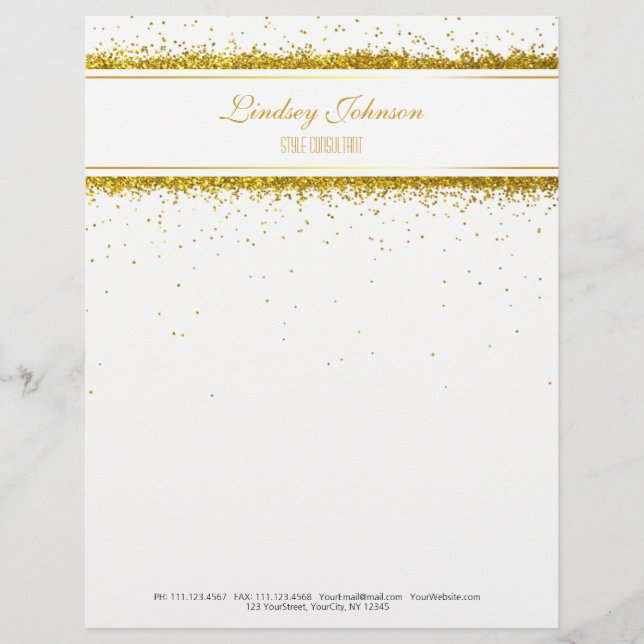 Imitat-GoldGlitzerconfetti-Designer - Briefkopf (Vorderseite)