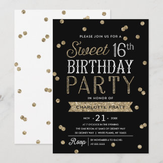 Imitat-GoldGlitzerconfetti-Party des Bonbon-16 Einladung