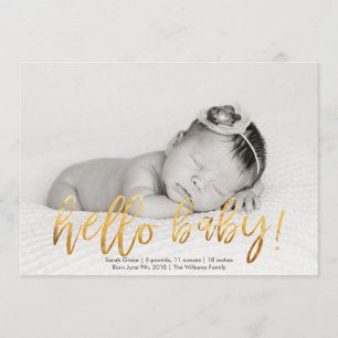 Imitat-Goldhallo Baby! Foto-Geburts-Mitteilung Ankündigung
