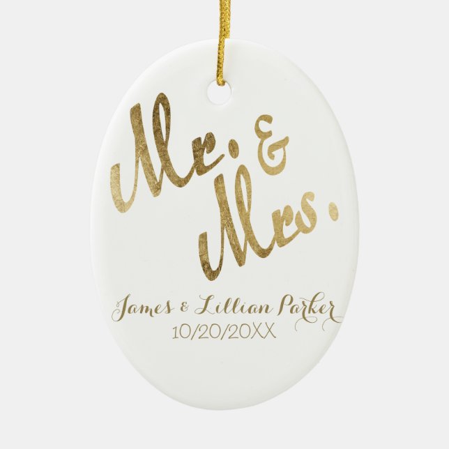 Imitat-Goldherr und Frau Monogram Wedding Keramikornament (Vorne)