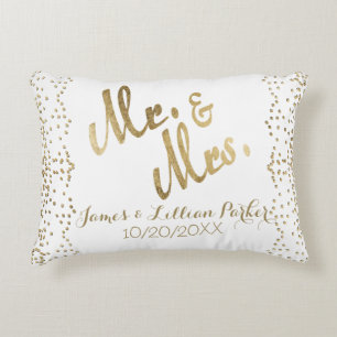 Imitat-Goldherr und Frau Monogram Wedding Zierkissen