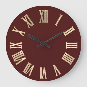 Imitat-Goldmetallische minimale römische Zahlen Große Wanduhr