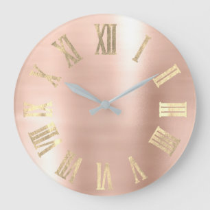 Imitat-Goldmetallische Schönheits-römische Zahle Große Wanduhr