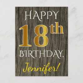 Imitat-Holz, Imitat-Gold18. Geburtstag + Postkarte