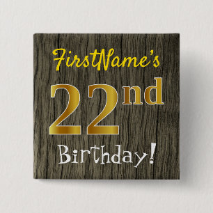 Imitat-Holz, Imitat-Gold22. Geburtstag + Button