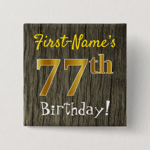 Imitat-Holz, Imitat-Gold77. Geburtstag + Button