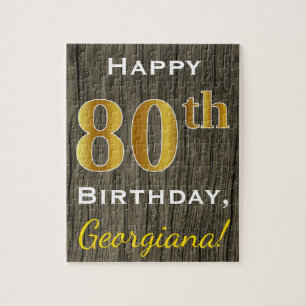 Imitat-Holz, Imitat-Gold80. Geburtstag +