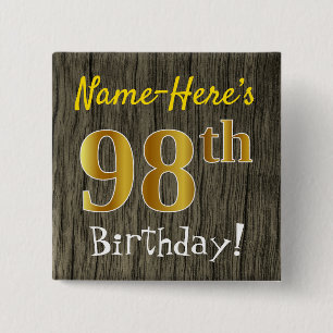 Imitat-Holz, Imitat-Gold98. Geburtstag + Button
