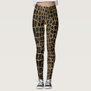Imitat Krokodile, flüssige Marmor und Gold Leggings