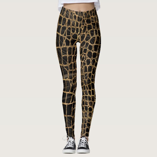Imitat Krokodile, flüssige Marmor und Gold Leggings (Vorderseite)