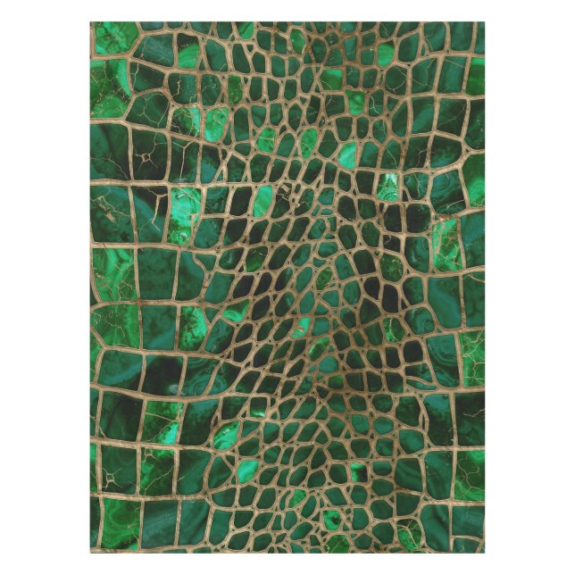 Imitat Krokodile Textur Malachit und Gold Tischdecke (Vorderseite)