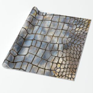 Imitat Krokodile Textur Marmor und Gold Geschenkpapier