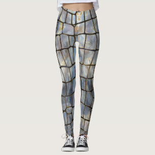 Imitat Krokodile Textur Marmor und Gold Leggings