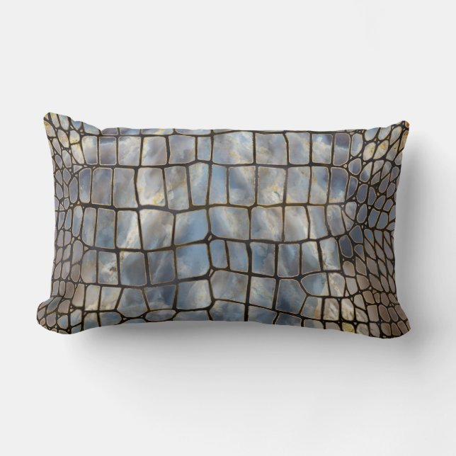 Imitat Krokodile Textur Marmor und Gold Lendenkissen (Vorderseite)
