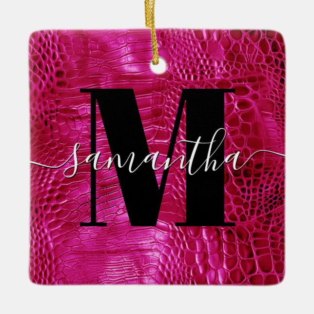 Imitat Leder Monogramm-Foto Keramikornament (Vorderseite)