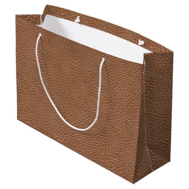 Imitat ledernes natürliches Brown Große Geschenktüte (Rückseite Schrägansicht)