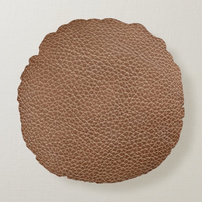 Imitat ledernes natürliches Brown Rundes Kissen (Vorderseite)