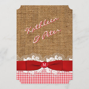 IMITAT Leinwand, Spitze, Gingham-Hochzeit lädt - Einladung