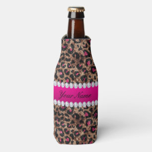 Imitat-Leopard-heißes Rosa-Rosen-Goldfolie und Flaschenkühler