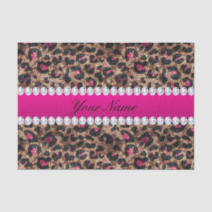 Imitat-Leopard-heißes Rosa-Rosen-Goldfolie und Seidenpapier