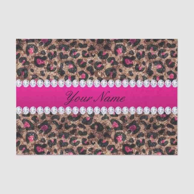 Imitat-Leopard-heißes Rosa-Rosen-Goldfolie und Seidenpapier (Vorderseite)