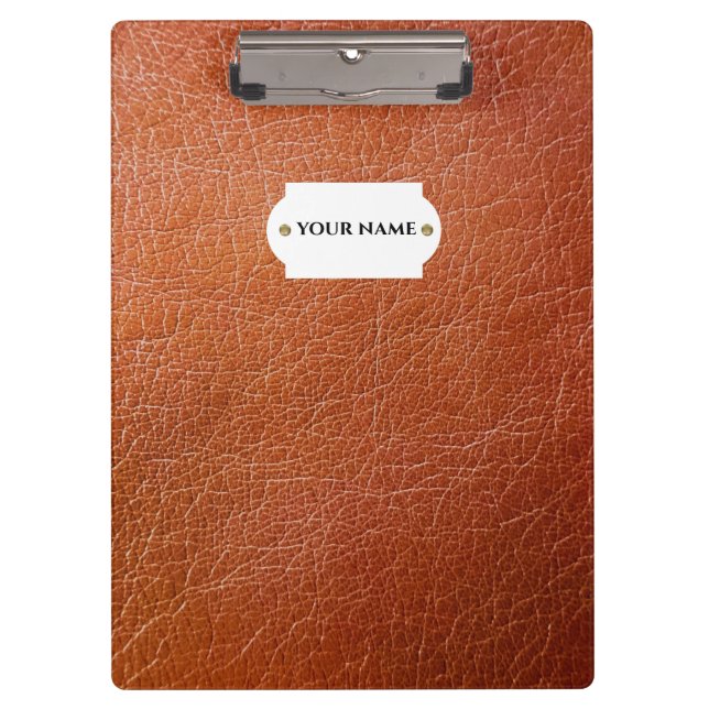 Imitat mit brauner Lederhaube Klemmbrett (Vorderseite)