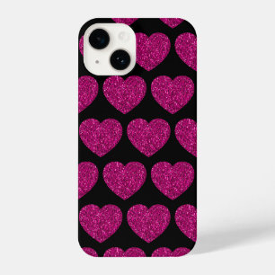 Imitat mit rosa Herzklopfen Glitzer Glitzern schwa iPhone 14 Hülle