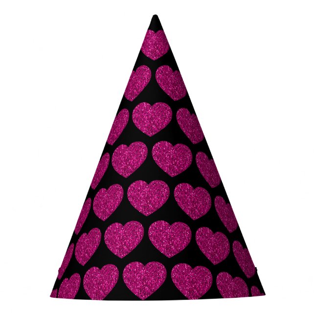 Imitat mit rosa Herzklopfen Glitzer Glitzern schwa Partyhütchen (Vorderseite)