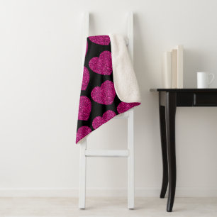 Imitat mit rosa Herzklopfen Glitzer Glitzern schwa Sherpadecke