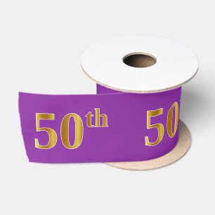 Imitat/nachgemachte Gold"50." Ereignis-Zahl (lila) Satinband