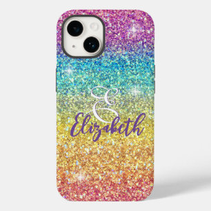 Imitat Ombre Rainbow Glitzer Monogram Case-Mate iPhone 14 Hülle