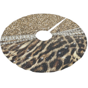 Imitat-Pelzdruck des schönen Leoparden des Chic Polyester Weihnachtsbaumdecke