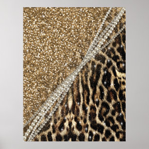 Imitat-Pelzdruck des schönen Leoparden des Chic Poster