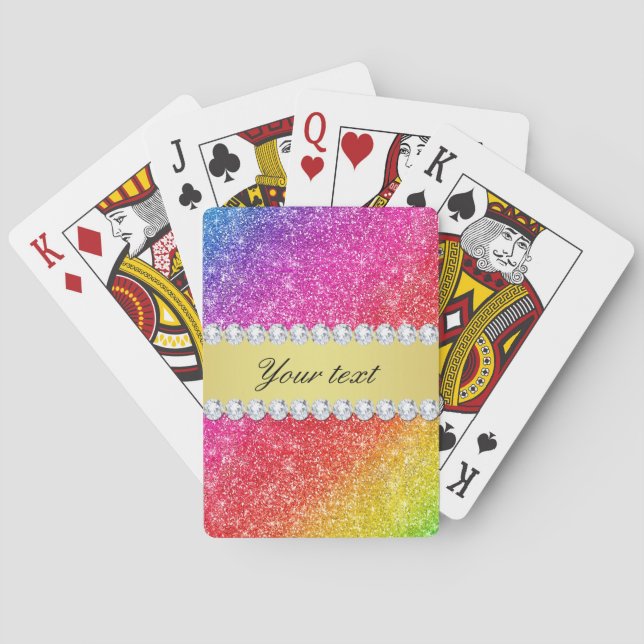 Imitat-Regenbogen-Glitzer-Diamanten personalisiert Spielkarten (Rückseite)