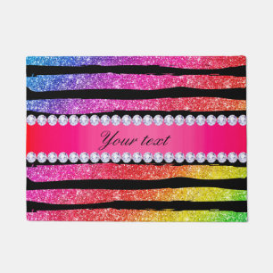 Imitat-Regenbogen-NeonGlitzer Stripes Fußmatte