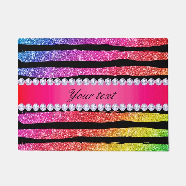 Imitat-Regenbogen-NeonGlitzer Stripes Fußmatte (Vorderseite)