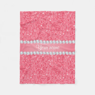 Imitat-rosa Sequins und Diamanten Fleecedecke
