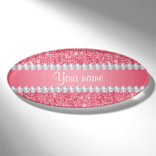 Imitat-rosa Sequins und Diamanten Namenschild