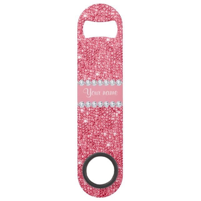 Imitat-rosa Sequins und Diamanten Speedflaschenöffner (Vorderseite)