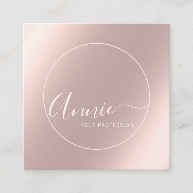 Imitat Rose Goldfolie leuchtend Weibliche Künstler Quadratische Visitenkarte (Vorderseite)