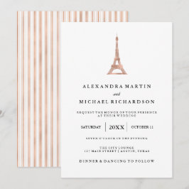Imitat-Rosen-Goldelegante Eiffel-Turm-Hochzeit Einladung